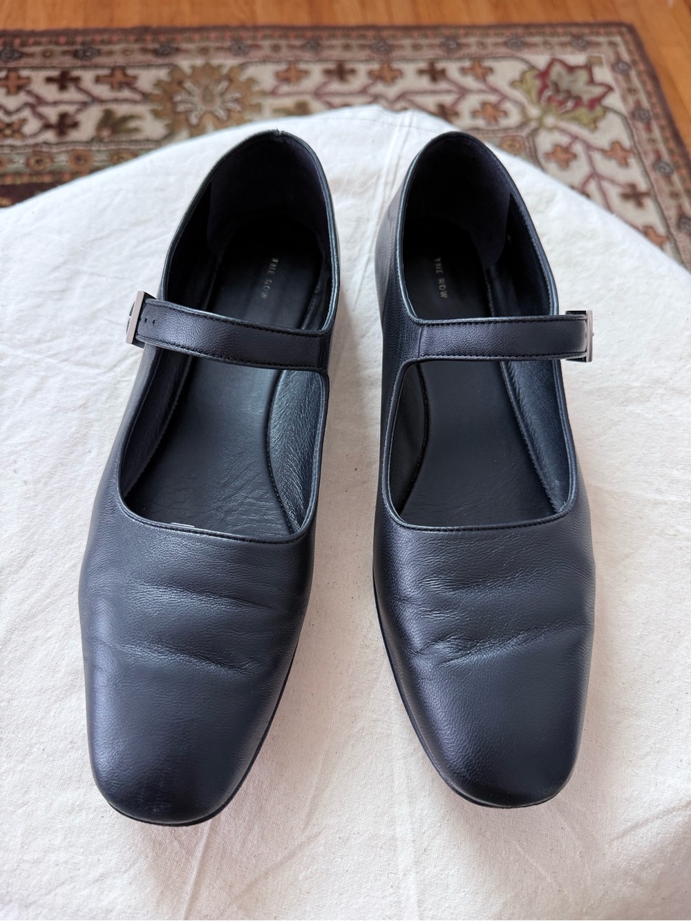 The Row - Ava Mary Jane Ballet Flats - Black Leather, Sz 40.5, fits like US 9.5